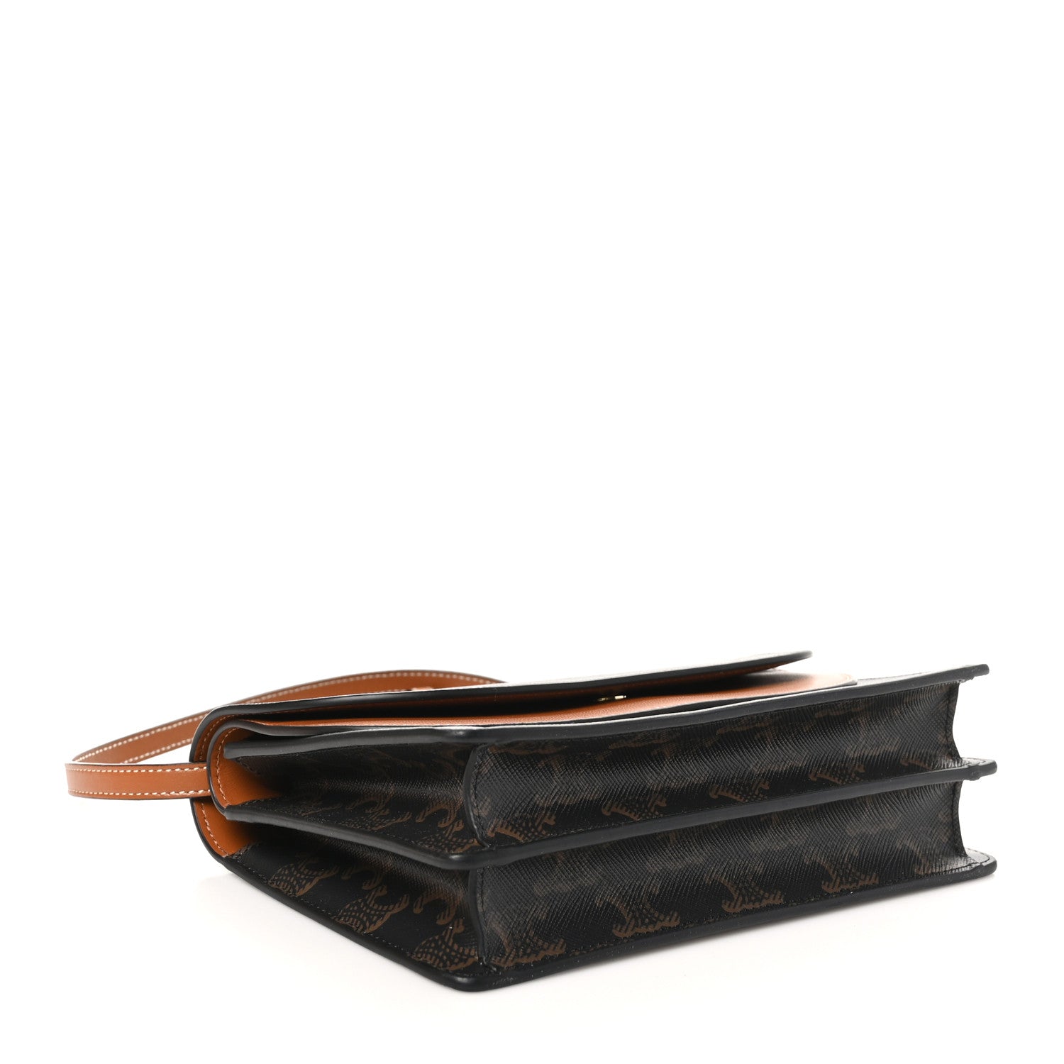 Celine Triomphe Canvas Lambskin Wallet On Strap Tan 4 of 11