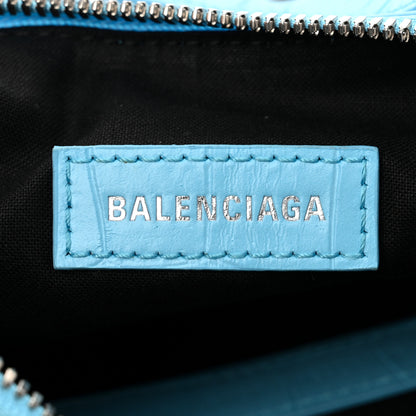 Balenciaga Extra Supple Calfskin Crocodile Embossed Le Cagole Shoulder Bag XS Sky Blue 7 of 11