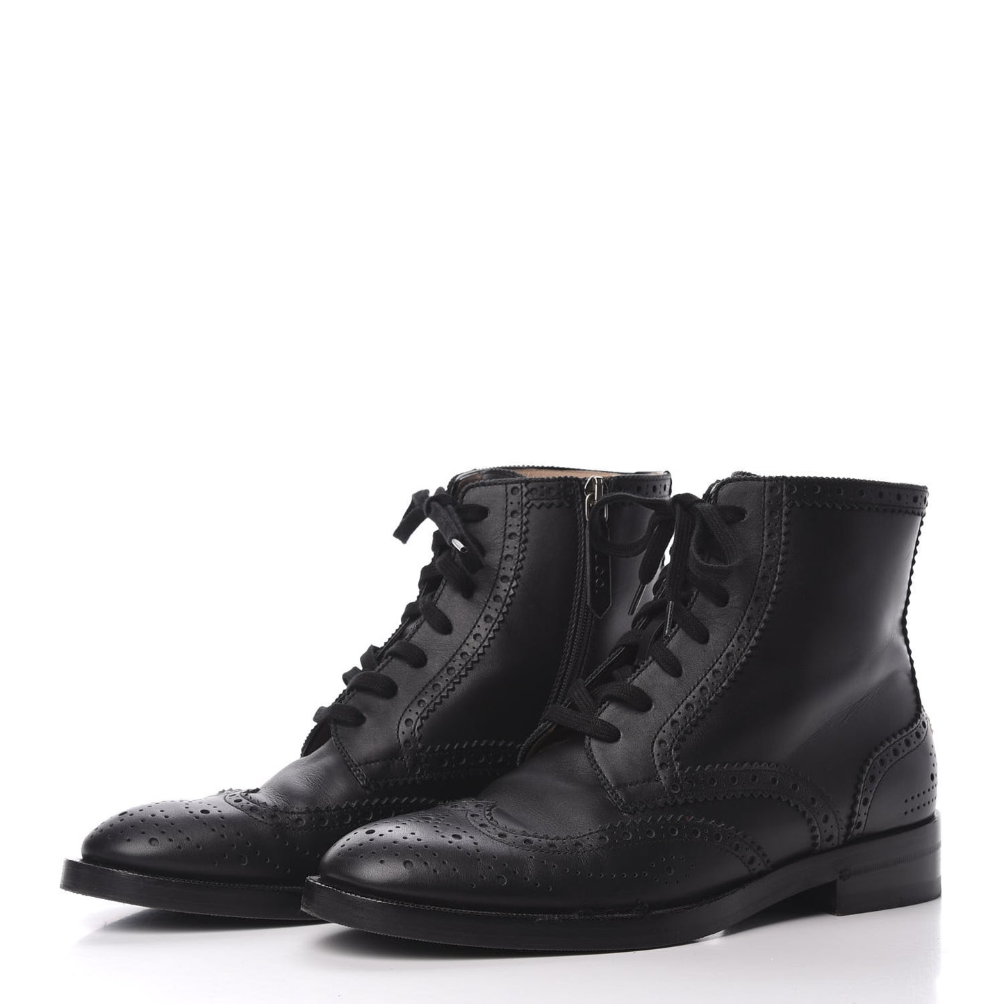 Calfskin Womens Queercore Brogue Wingtip Boots 38.5 Black