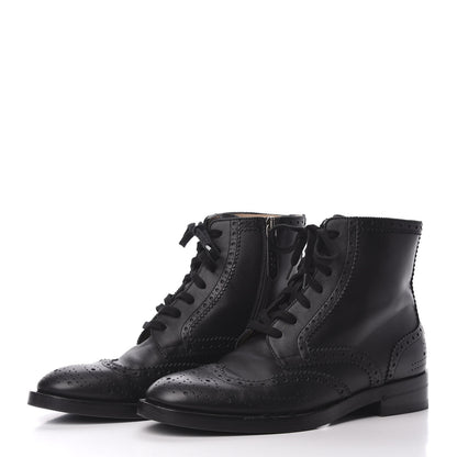 Gucci Calfskin Womens Queercore Brogue Wingtip Boots 38.5 Black 2 of 10