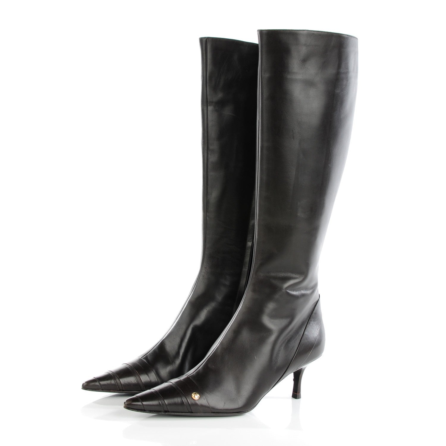 Chanel Calfskin CC Knee High Boots 39 Dark Brown 3 of 8