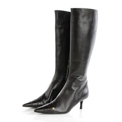Chanel Calfskin CC Knee High Boots 39 Dark Brown 3 of 8
