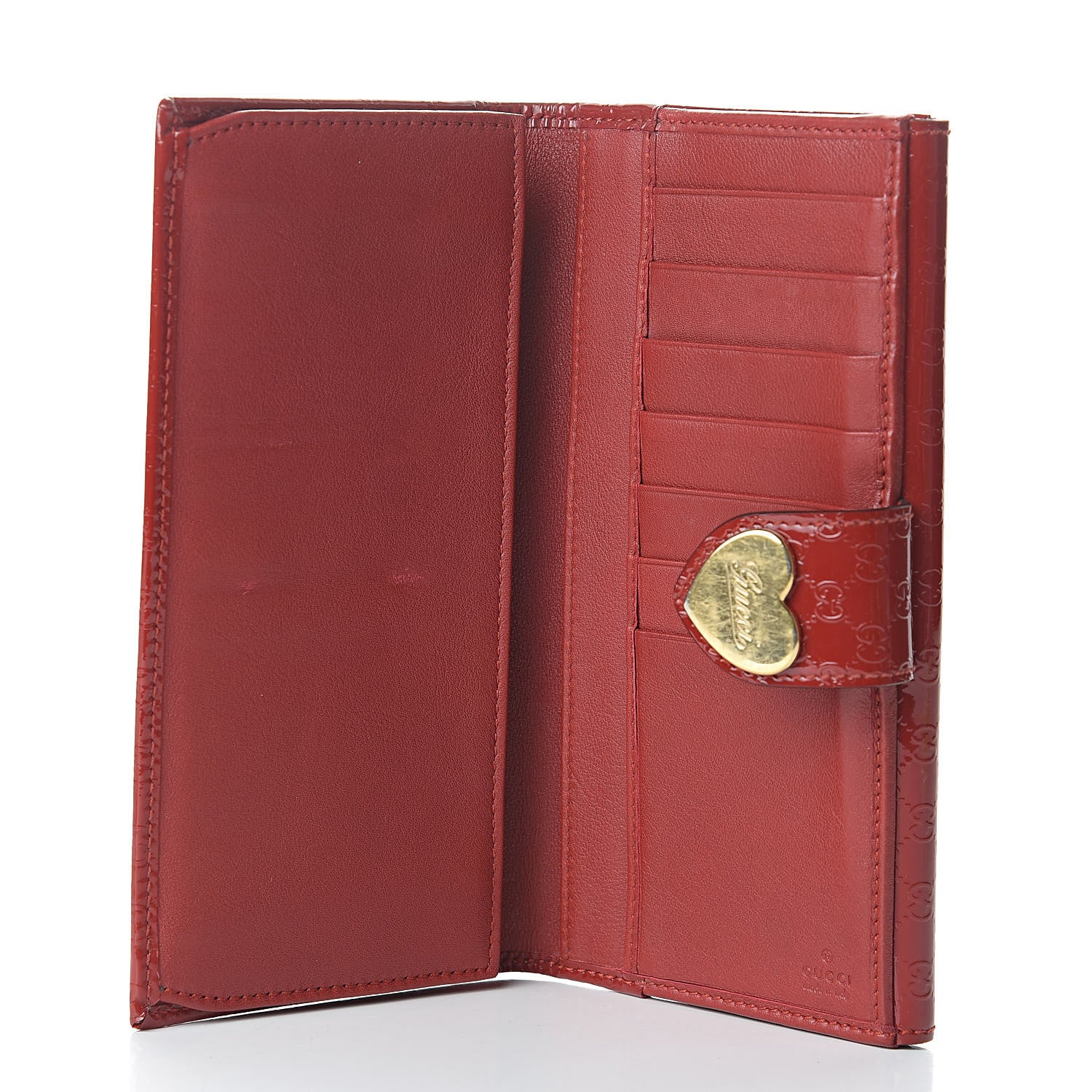 Gucci Patent Microguccissima Heart Continental Wallet Red 5 of 10