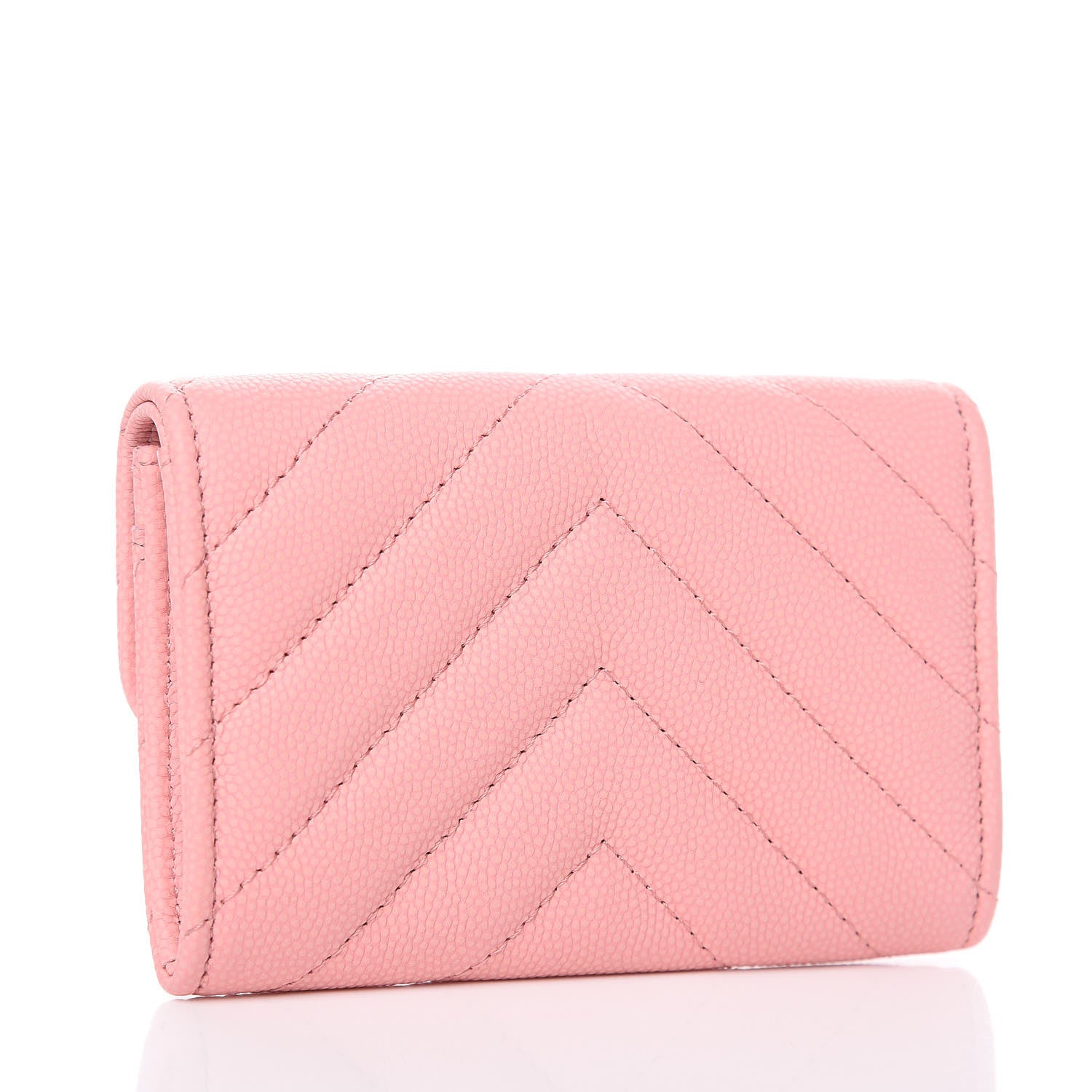 Chanel Caviar Chevron Quilted Card Holder Wallet Pink 3 of 9