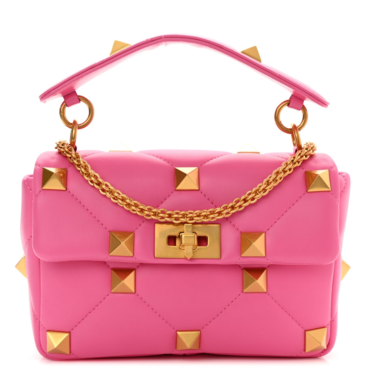 Nappa Medium Roman Stud Shoulder Bag Feminine Pink
