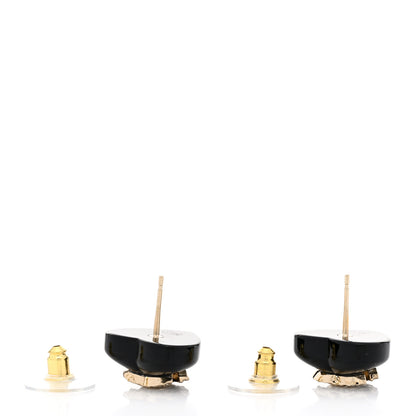 Chanel Resin Crystal CC Heart Earrings Black Gold 4 of 5