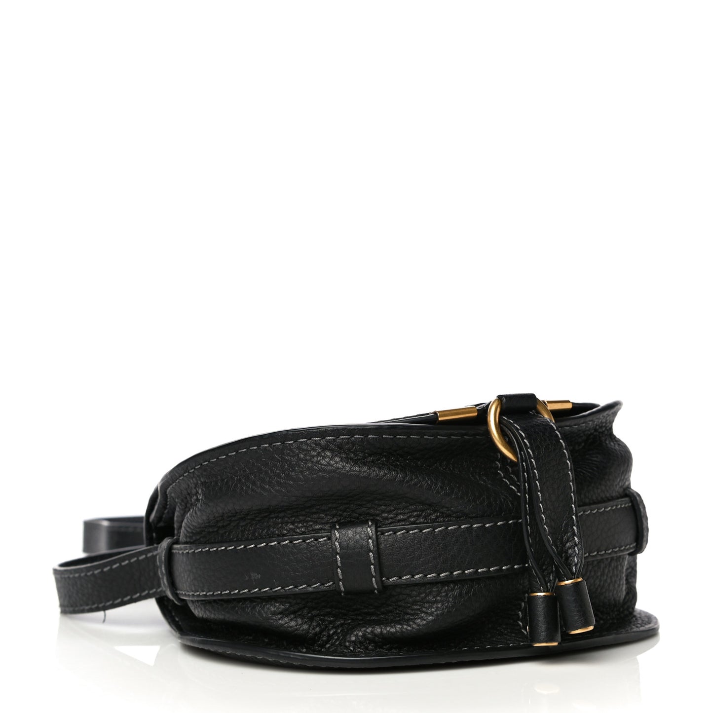 Calfskin Mini Marcie Round Crossbody Bag Black
