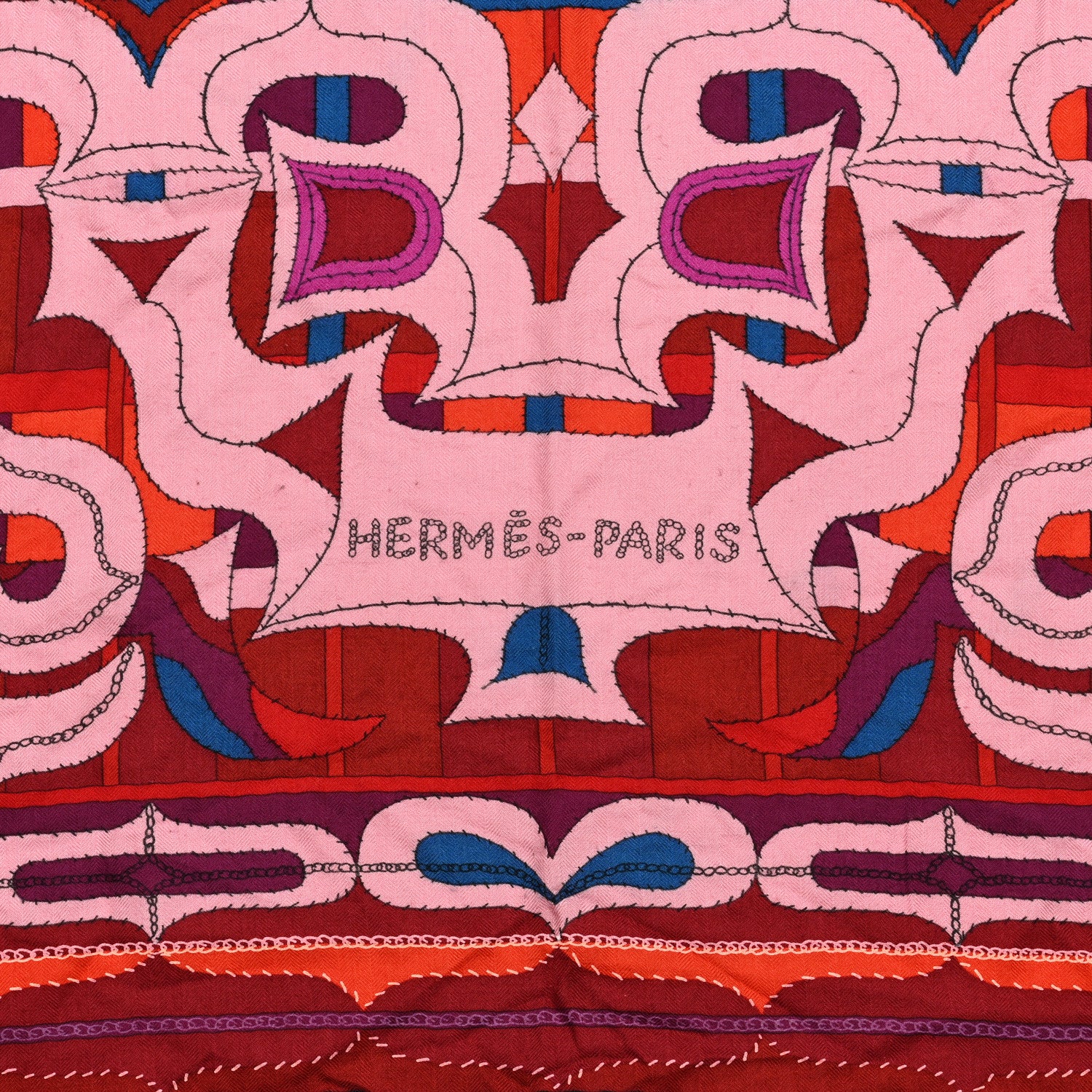 Hermes Cashmere Silk Esprit Ainou Shawl 140 Fuschia Vieux Rose Rouge H 2 of 7