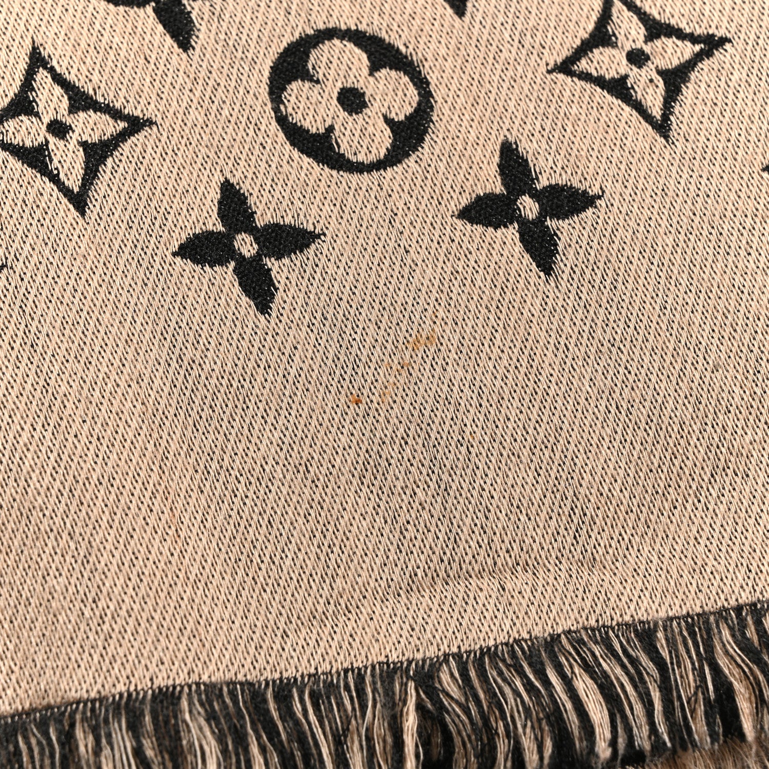 Louis Vuitton Wool Silk Monogram So LV Chale Beige Black 4 of 5
