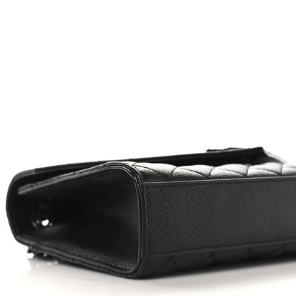Saint Laurent Grain De Poudre Textured Mixed Matelasse Triquilt Medium Monogram Monochrome Satchel Black 14 of 22