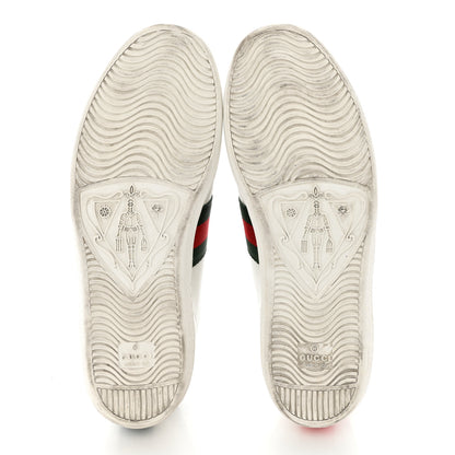 Gucci Calfskin Ayers Bee Embroidered Womens Ace Sneakers 39.5 White Green 5 of 9