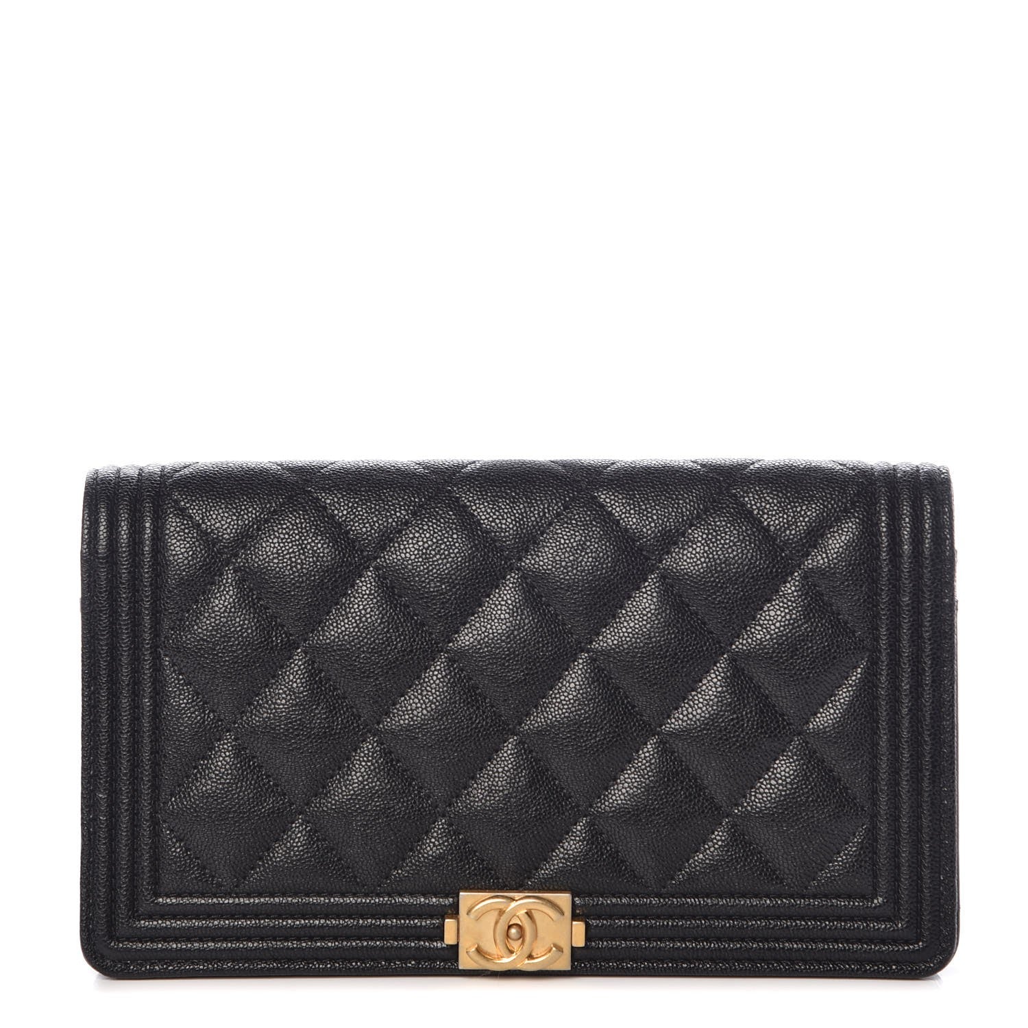 Chanel Caviar Quilted Boy Yen Wallet Black 1 of 9