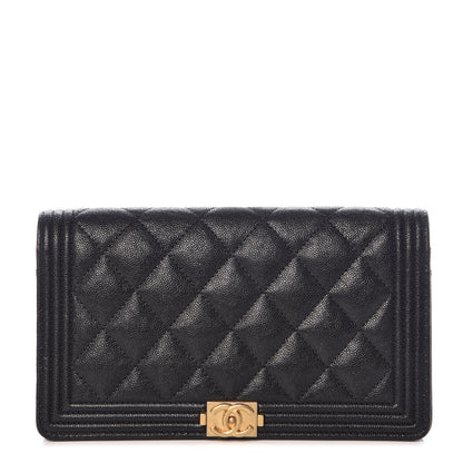 Chanel Caviar Quilted Boy Yen Wallet Black 1 of 9