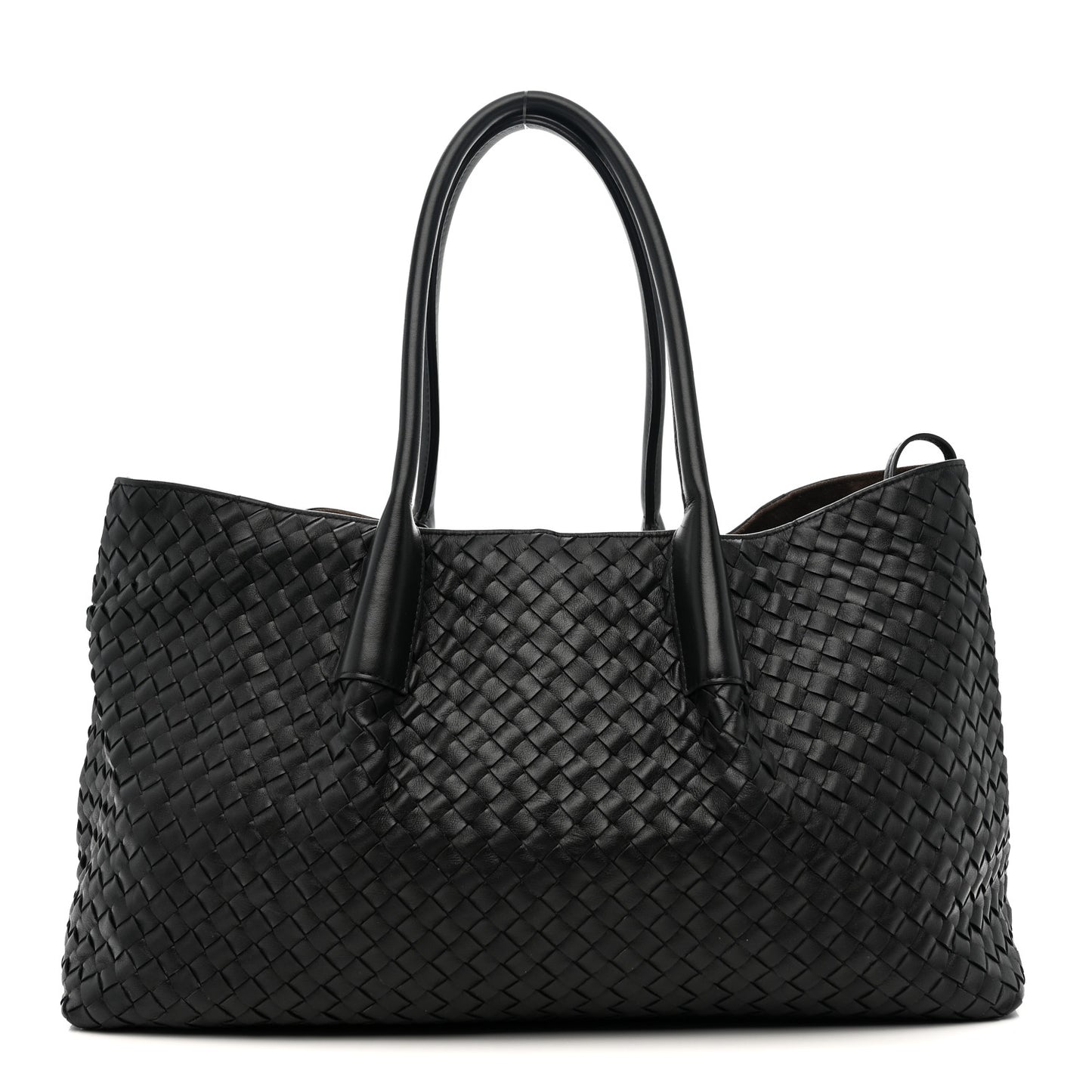 Calfskin Intrecciato Pinacoteca Reversible Tote Black Fondant