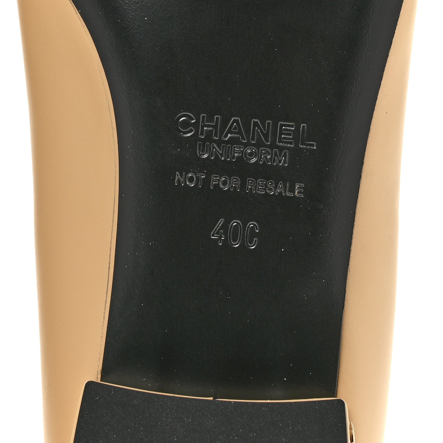 Chanel Lambskin Cap Toe CC Uniform Ballerina Flats 40 Beige Black 9 of 9