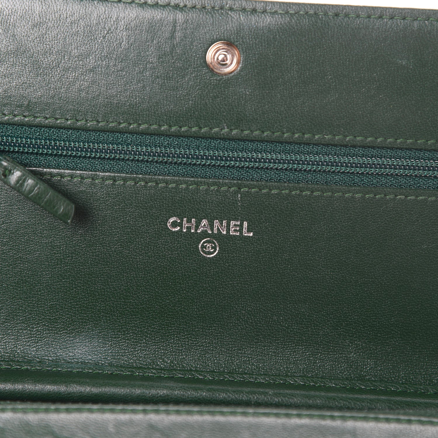 Chanel Lambskin Quilted Boy Wallet On Chain WOC Green 6 of 17