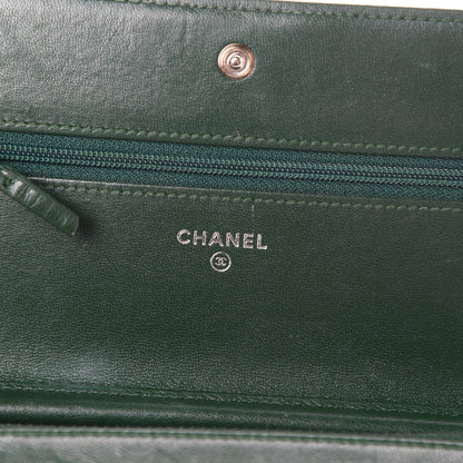 Chanel Lambskin Quilted Boy Wallet On Chain WOC Green 6 of 17