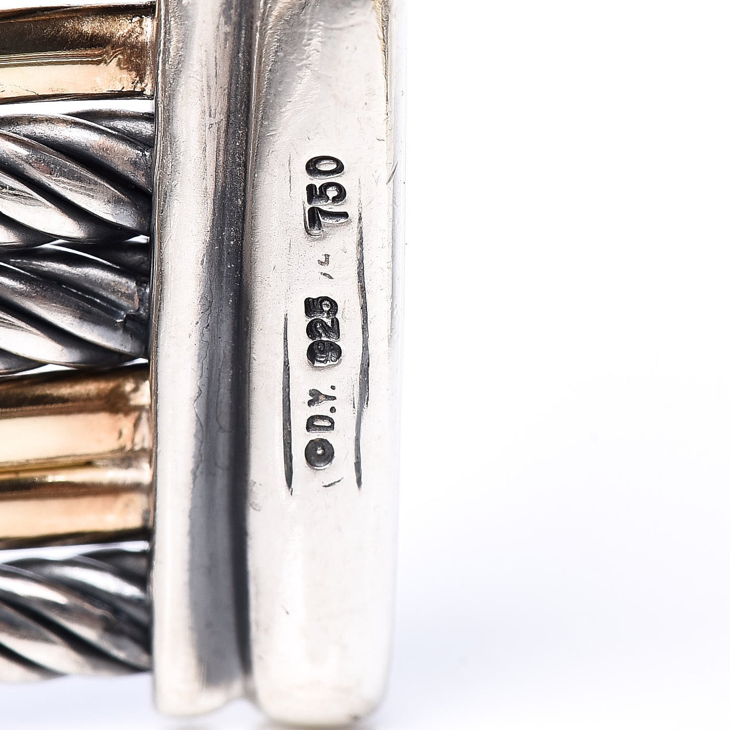 Sterling Silver 18K Yellow Gold 21mm Four Row Crossover Cuff Bracelet