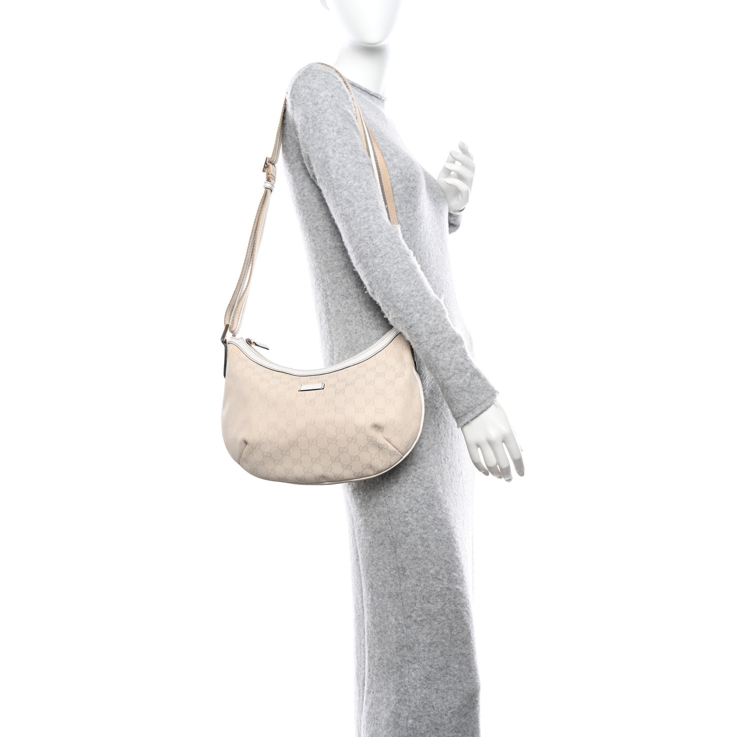 Gucci Monogram Medium Half Moon Hobo White 2 of 11