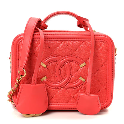 Chanel Caviar Quilted Small CC Filigree Vanity Case Red 1 of 11