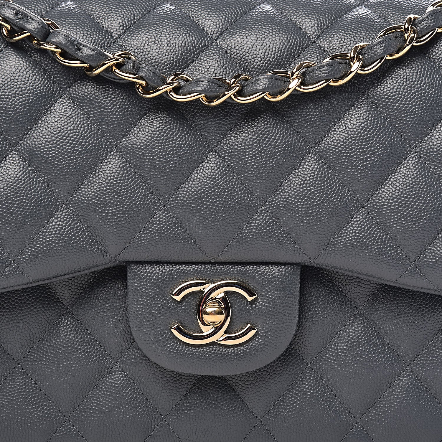 Chanel Caviar Quilted Jumbo Double Flap Grey 11 of 11