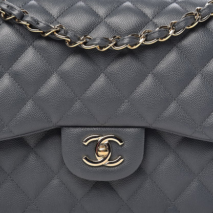 Chanel Caviar Quilted Jumbo Double Flap Grey 11 of 11