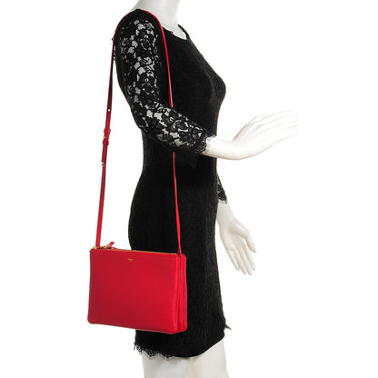 Celine Goatskin Large Trio Crossbody Bag Scarlet 2 of 7