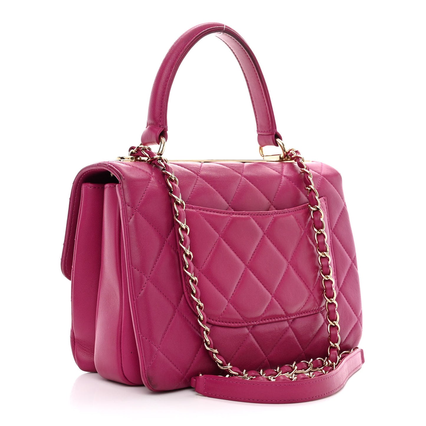 Lambskin Quilted Small Trendy CC Flap Dual Handle Bag Dark Pink