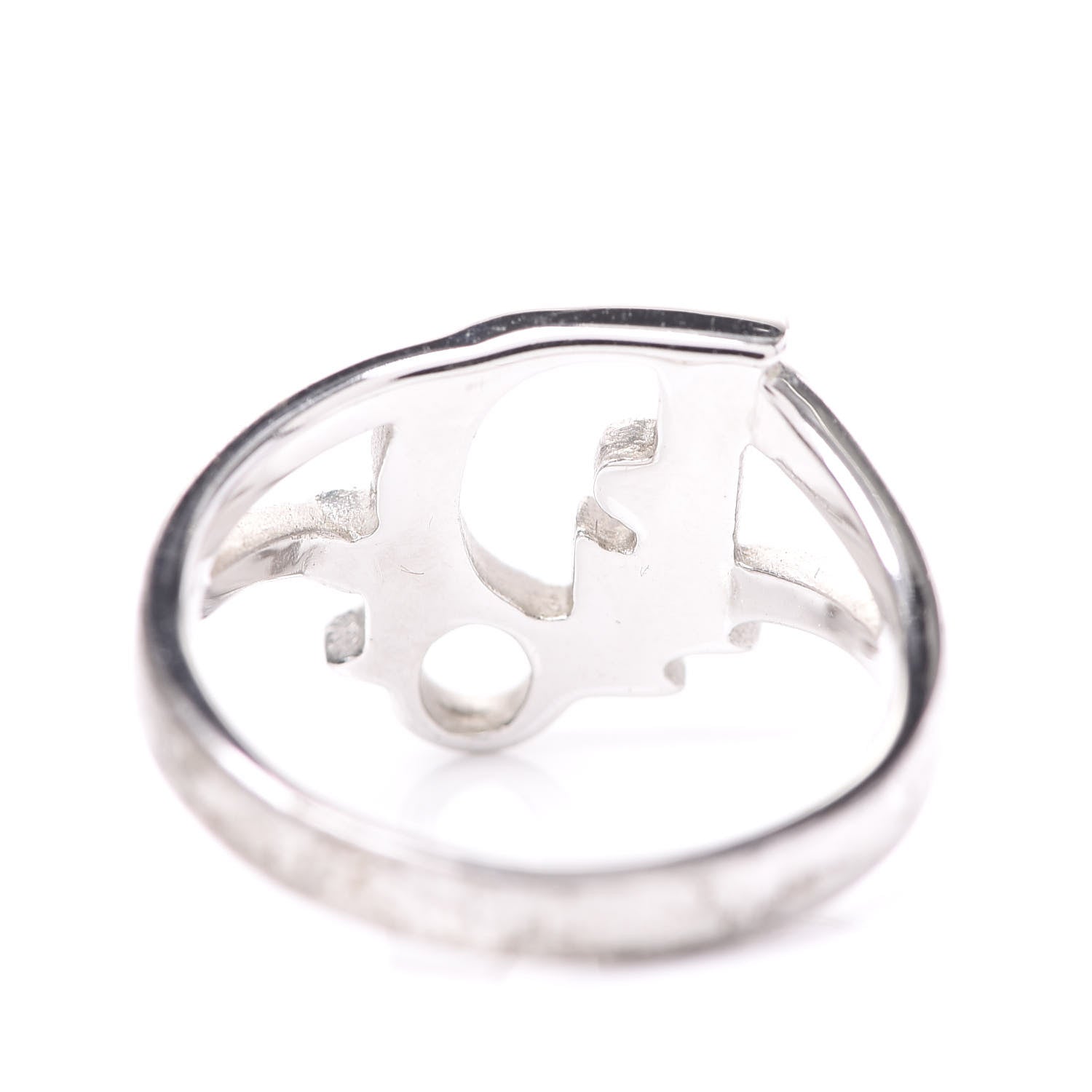 Christian Dior Crystal Logo Ring 5 Silver 5 of 6