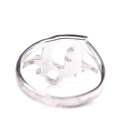 Christian Dior Crystal Logo Ring 5 Silver 5 of 6
