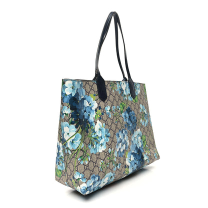 Gucci GG Supreme Monogram Blooms Medium Reversible Tote Beige Blue Navy 2 of 22