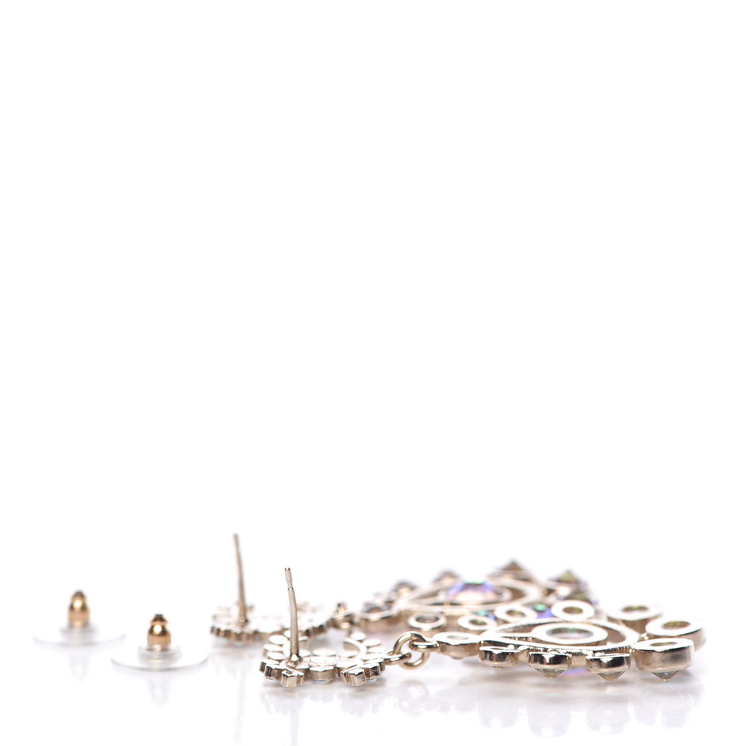 Chanel Iridescent Crystal CC Drop Earrings Gold 3 of 5