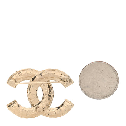 Chanel Crystal Textured CC Brooch Light Gold 2 of 4
