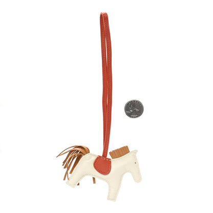 Hermes Milo Lambskin Grigri Rodeo Horse Bag Charm PM Craie Sesame Cornaline 2 of 4