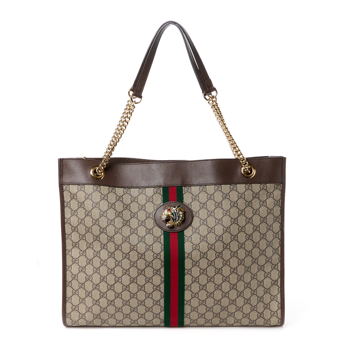 GG Supreme Monogram Large Rajah Chain Tote Beige New Acero