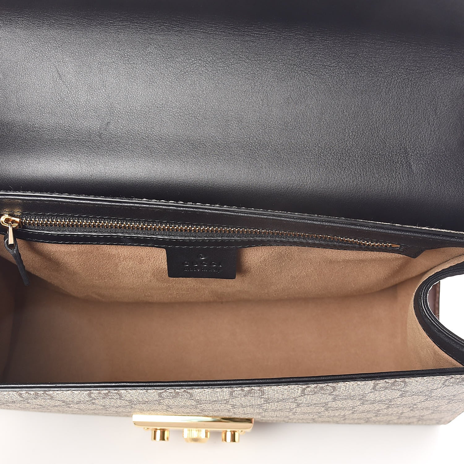 Gucci GG Supreme Monogram Calfskin Medium Padlock Shoulder Bag Beige Black Cuir 5 of 11