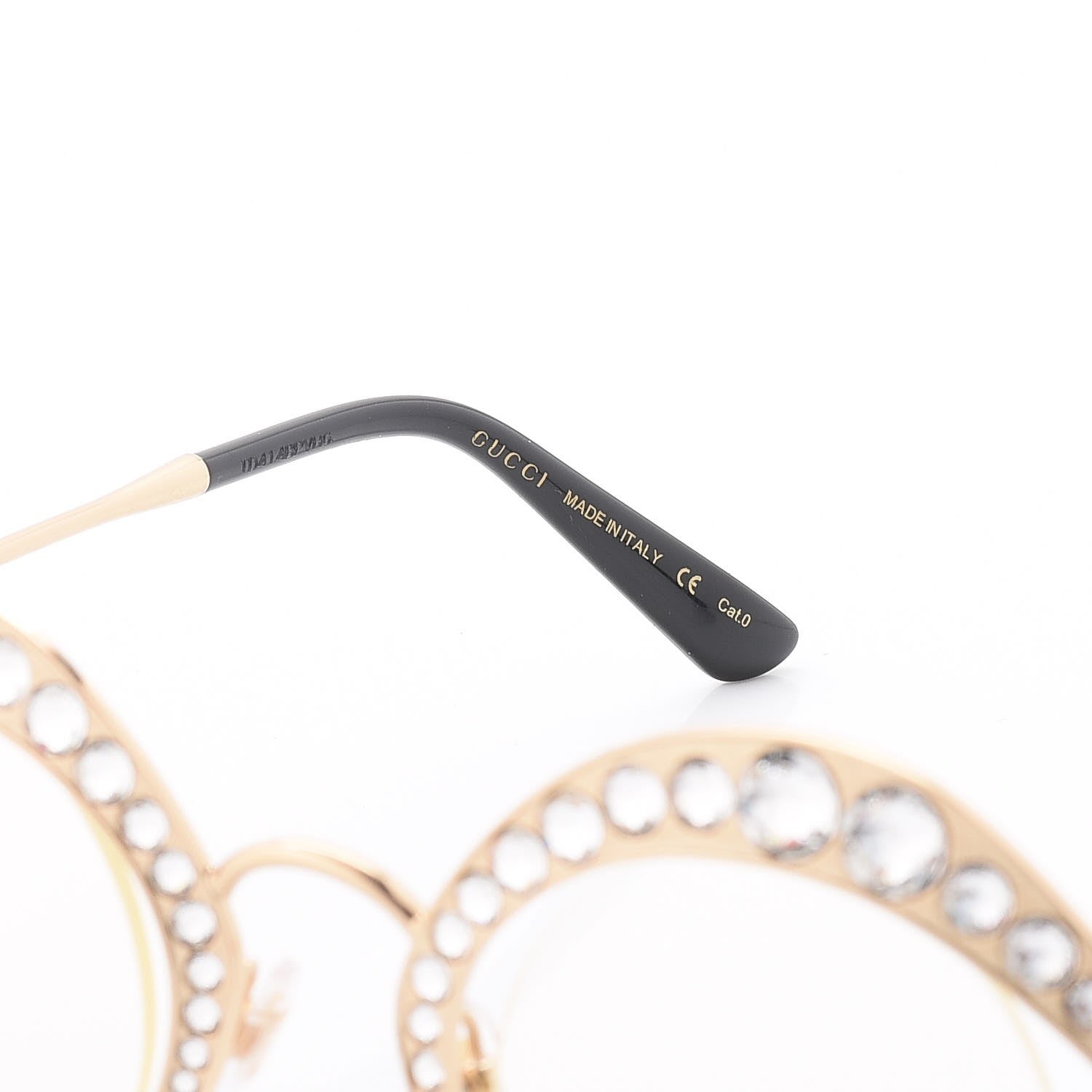 Gucci Metal Crystal Cat Eye Sunglasses GG0046S Gold 5 of 8