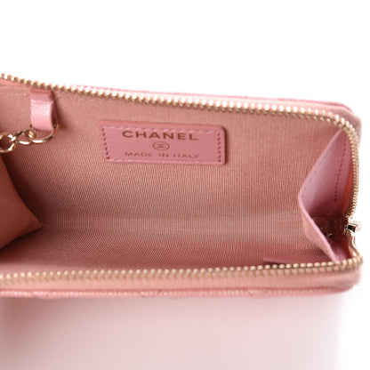 Chanel Iridescent Caviar Quilted Zipped Key Holder Case Rose Pink 5 of 8