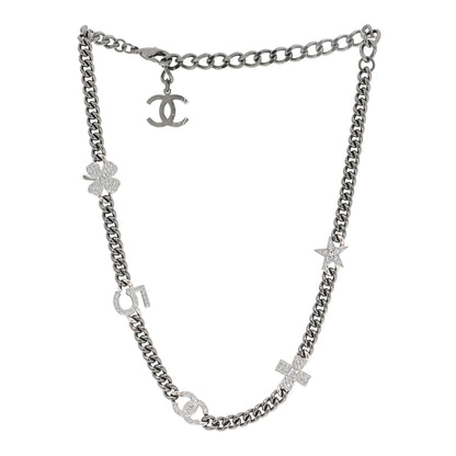 Chanel Ruthenium Crystal Chain CC Lucky Charms Choker Silver 3 of 4