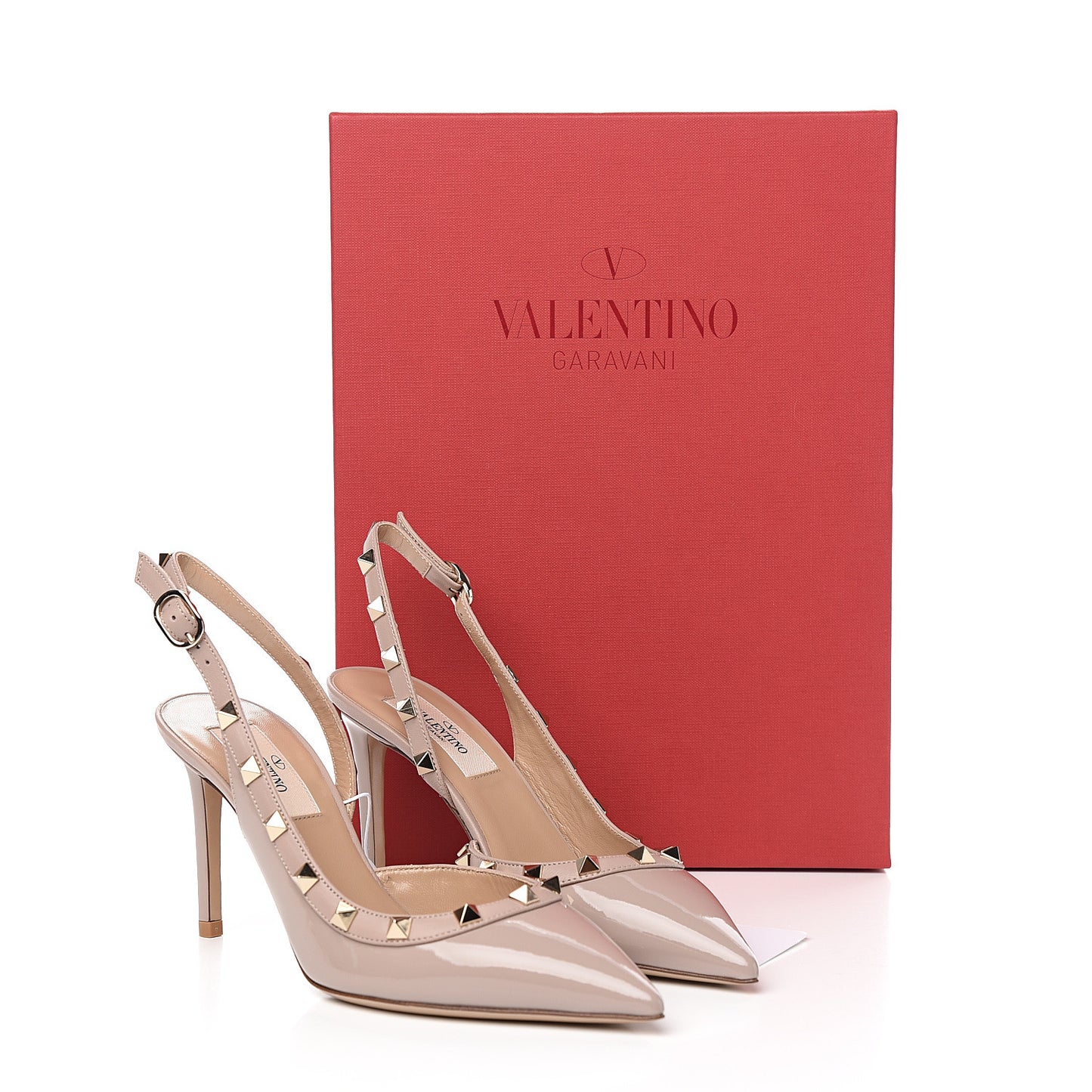 Patent Rockstud Half D'Orsay Slingback 85mm Pumps 35.5 Poudre