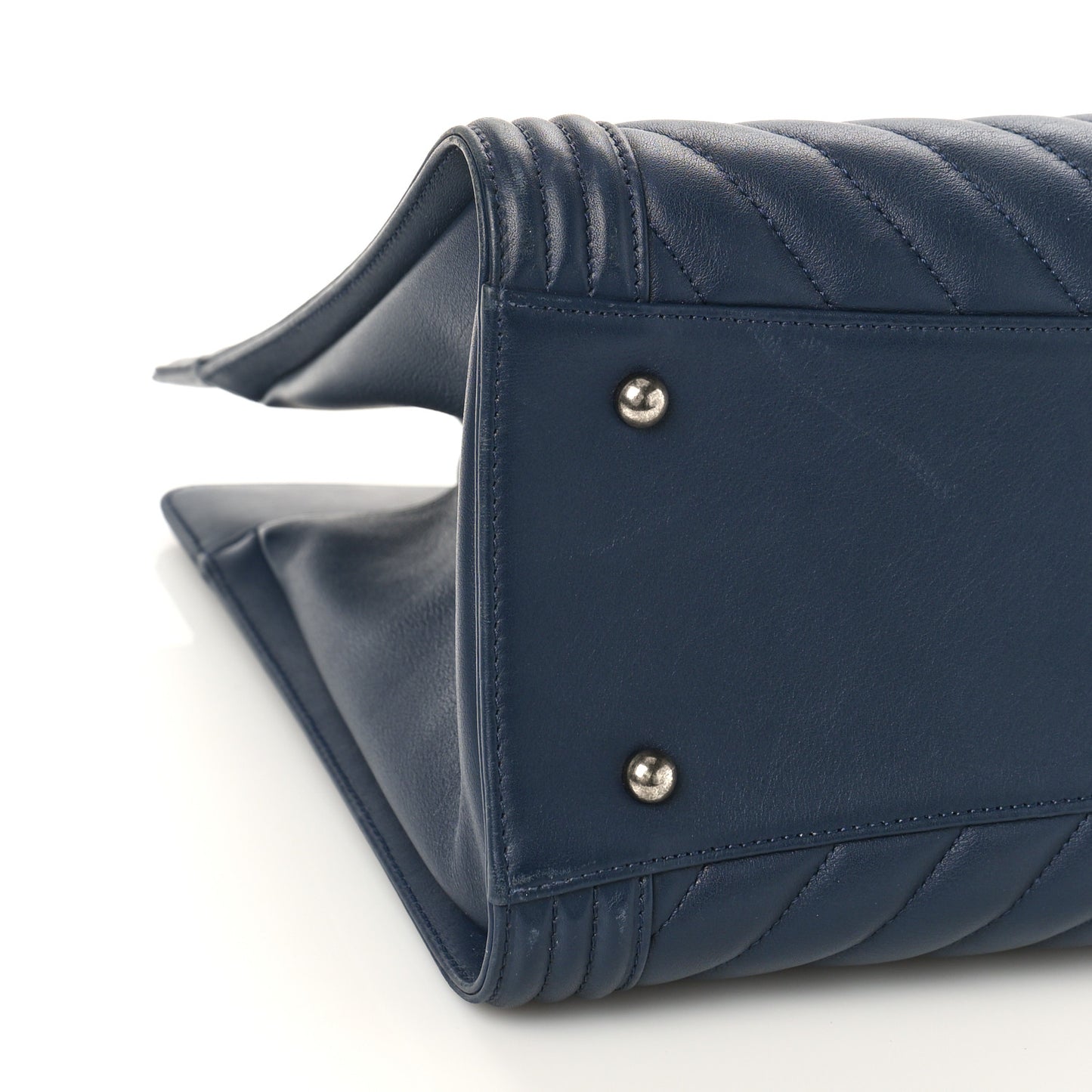 Calfskin Chevron Boy Shopping Tote Navy Blue