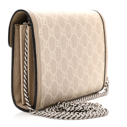 Gucci GG Supreme Monogram Textured Dollar Calfskin Mini Dionysus Chain Wallet Beige Mystic White Oatmeal 3 of 10