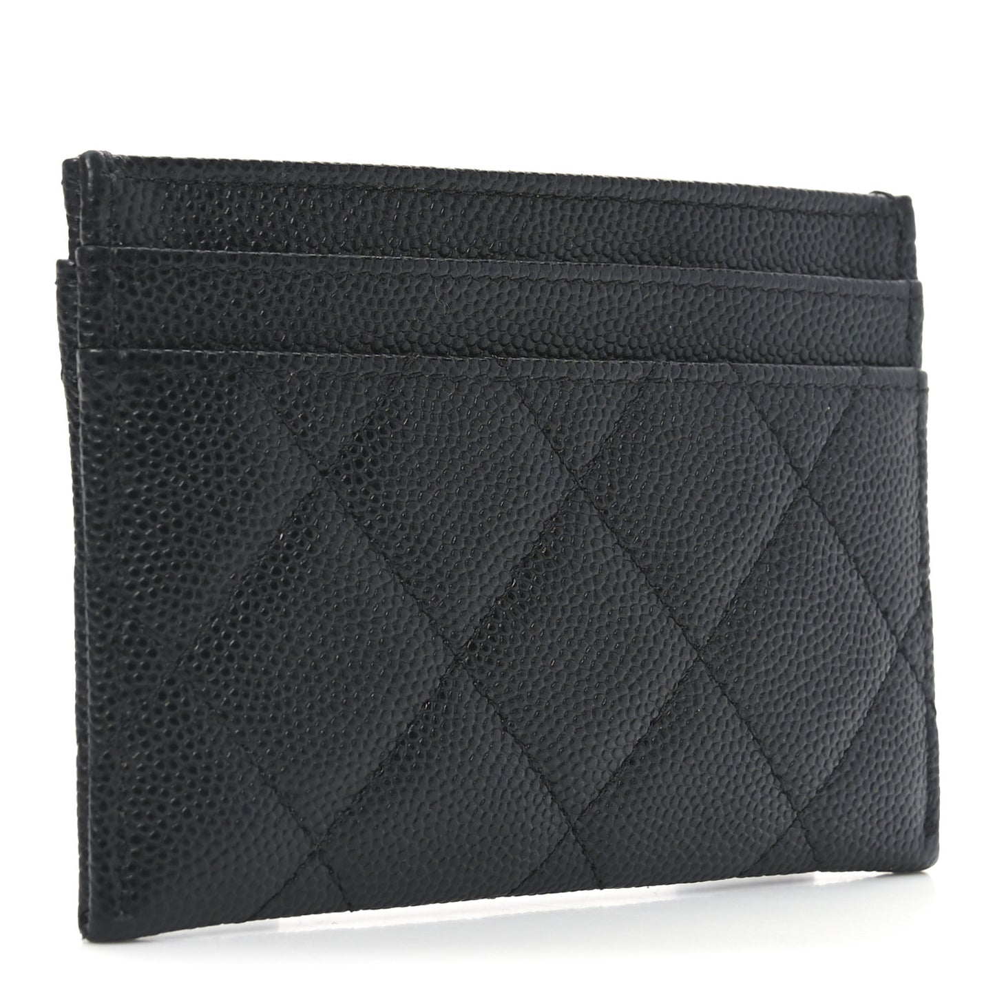 Shiny Caviar Quilted Strass CC Card Holder Black