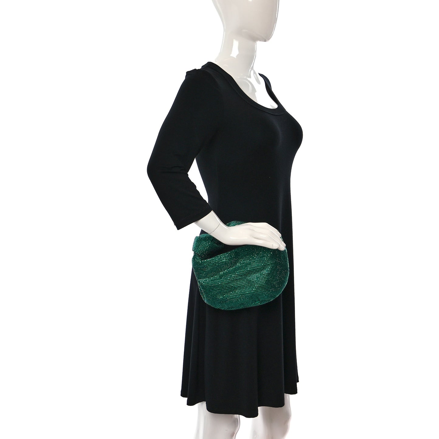 Crystal Embellished Satin Mini Hotfix Jodie Emerald