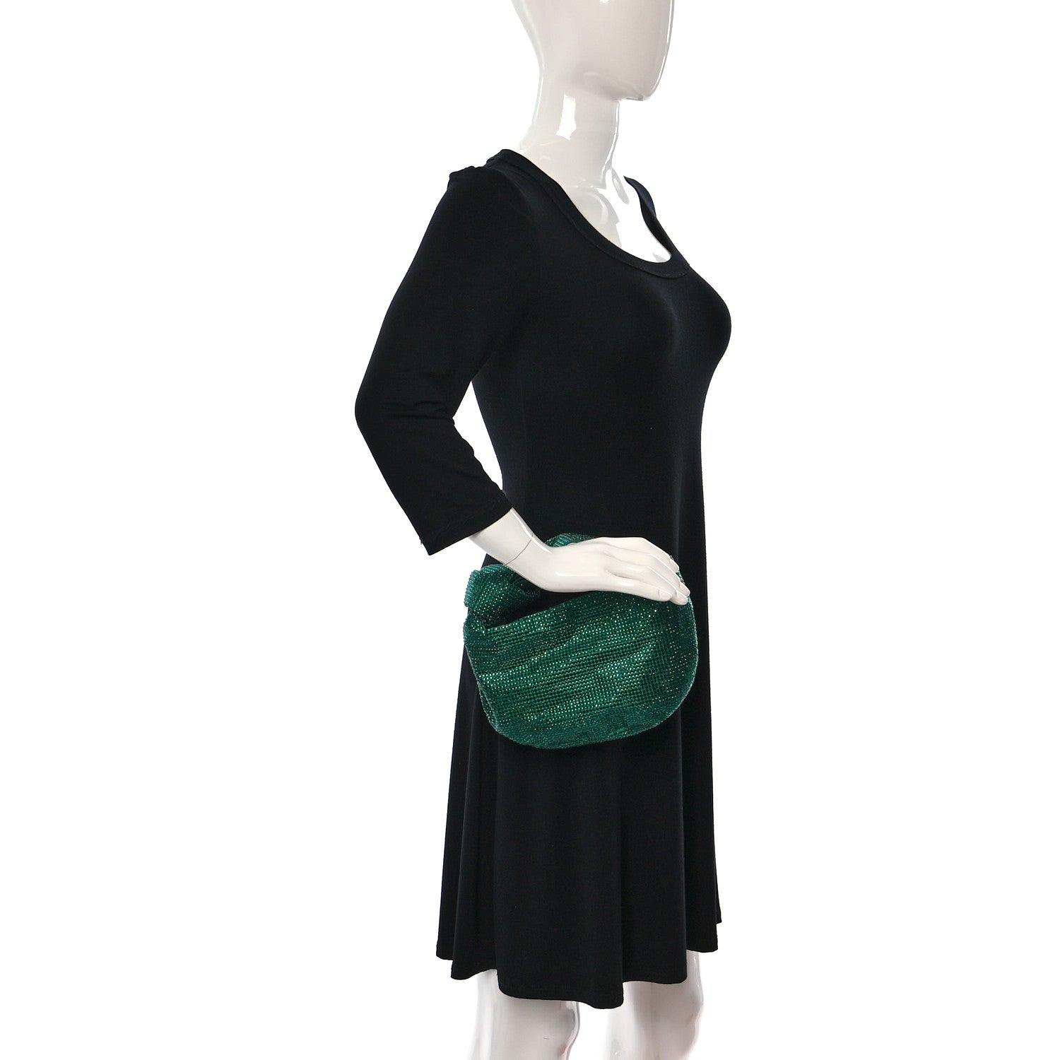 Bottega Veneta Crystal Embellished Satin Mini Hotfix Jodie Emerald 2 of 8