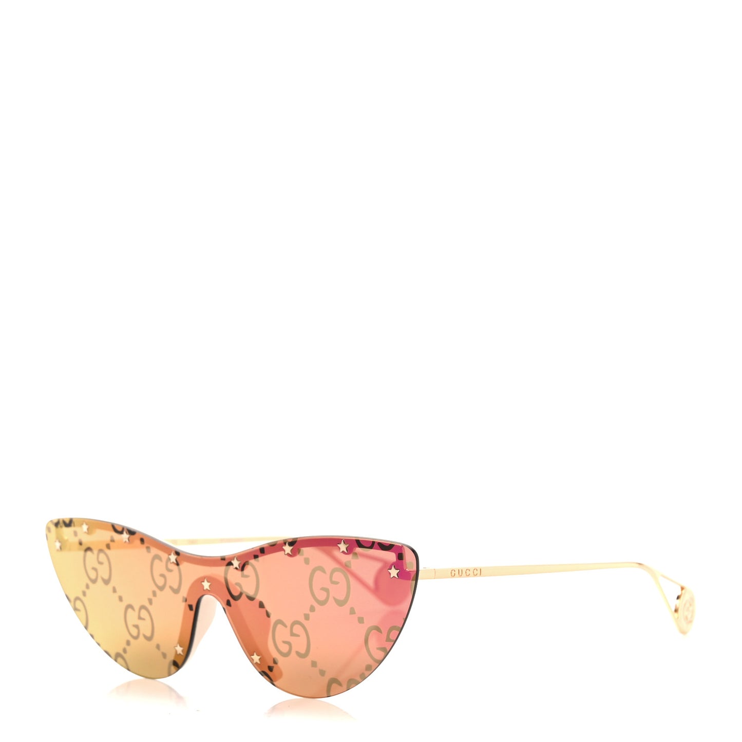 Metal Rimless Star Studded Monogram 90mm Cat Eye GG0666S Sunglasses Mirror Purple