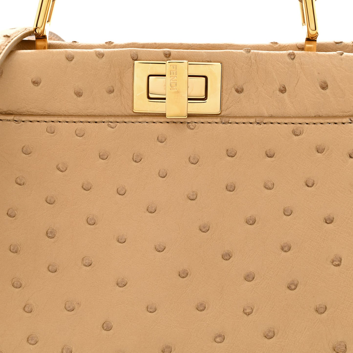 Ostrich Shiny Nappa Mini Peekaboo Iconic Satchel Cuoio