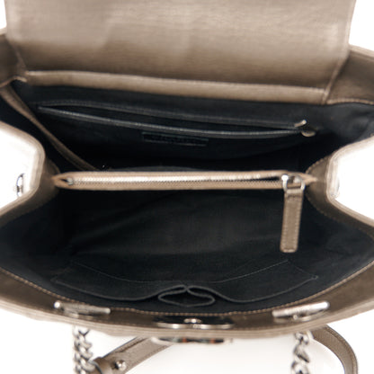 Chanel Metallic Goatskin Quilted Small City Rock Shopping Tote Silver 5 of 11