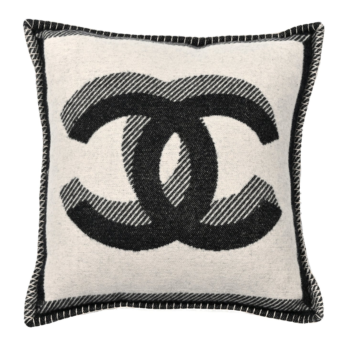 Merino Wool Cashmere CC Pillow Beige Black