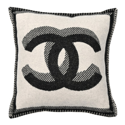 Chanel Merino Wool Cashmere CC Pillow Beige Black 1 of 3